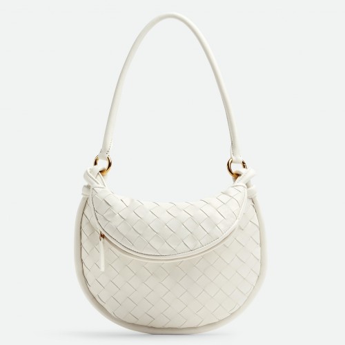 Bottega Veneta Gemelli Small Bag in White Intrecciato Lambskin Bottega Veneta Gemelli Small Bag in White Intrecciato Lambskin