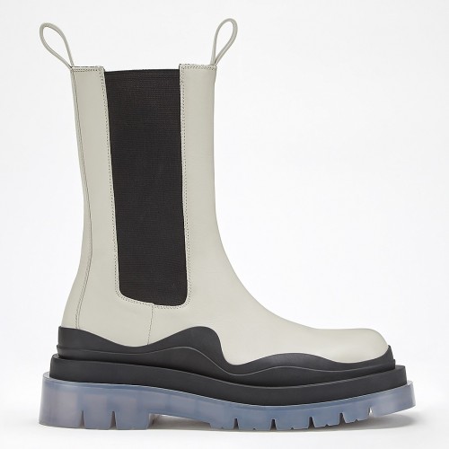 Bottega Veneta BV Tire Chelsea Boots In White Calfskin Bottega Veneta BV Tire Chelsea Boots In White Calfskin
