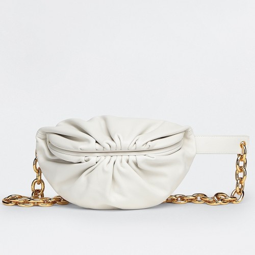 Bottega Veneta The Pouch Belt Bag In White Lambskin Bottega Veneta The Pouch Belt Bag In White Lambskin