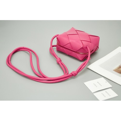 Bottega Veneta Mini Cassette Camera Bag In Cranberry Lambskin Bottega Veneta Mini Cassette Camera Bag In Cranberry Lambskin