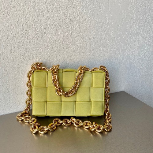 Bottega Veneta Chain Cassette Bag In Kiwi Intrecciato Suede Calfskin Bottega Veneta Chain Cassette Bag In Kiwi Intrecciato Suede Calfskin