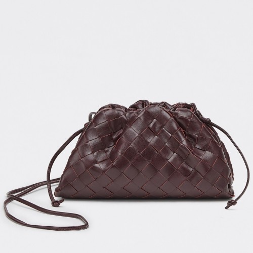 Bottega Veneta Mini Pouch with Strap in Grape Intrecciato Lambskin Bottega Veneta Mini Pouch with Strap in Grape Intrecciato Lambskin