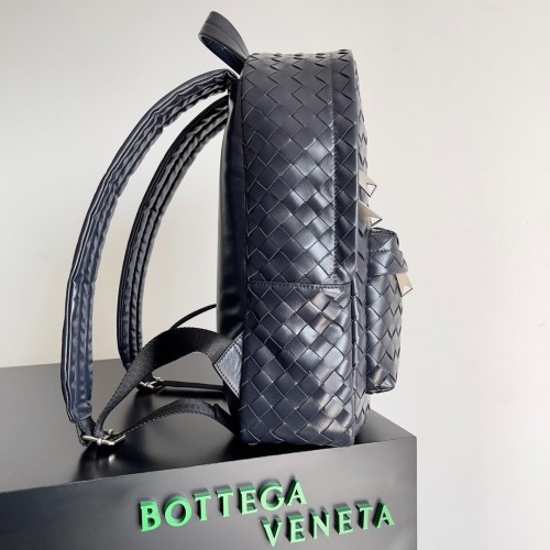 Bottega Veneta Small Backpack In Dark Blue Intrecciato Calfskin Bottega Veneta Small Backpack In Dark Blue Intrecciato Calfskin