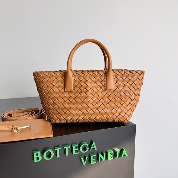 Bottega Veneta Cabat Mini Bag In Caramel Intrecciato Lambskin Bottega Veneta Cabat Mini Bag In Caramel Intrecciato Lambskin