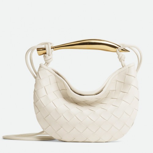 Bottega Veneta Sardine Mini Bag In White Intrecciato Lambskin Bottega Veneta Sardine Mini Bag In White Intrecciato Lambskin