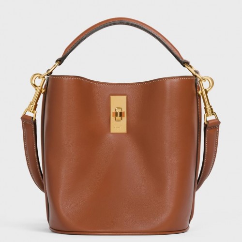 Celine Teen Bucket 16 Bag In Brown Calfskin Celine Teen Bucket 16 Bag In Brown Calfskin