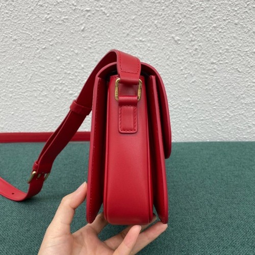 Celine Triomphe Medium Bag In Red Smooth Calfskin Celine Triomphe Medium Bag In Red Smooth Calfskin