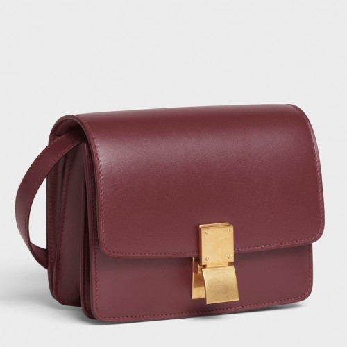 Celine Classic Box Small Bag In Bordeaux Box Calfskin Celine Classic Box Small Bag In Bordeaux Box Calfskin