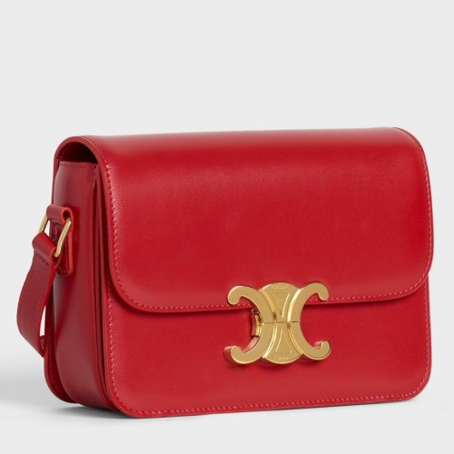 Celine Triomphe Teen Bag In Red Leather Celine Triomphe Teen Bag In Red Leather