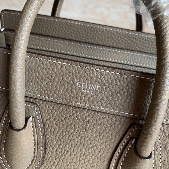 Celine Nano Luggage Tote Bag In Souris Drummed Calfskin Celine Nano Luggage Tote Bag In Souris Drummed Calfskin