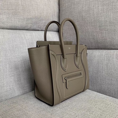 Celine Micro Luggage Tote Bag In Souris Drummed Calfskin Celine Micro Luggage Tote Bag In Souris Drummed Calfskin