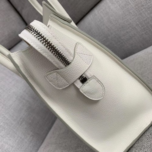 Celine Micro Luggage Tote Bag In White Drummed Calfskin Celine Micro Luggage Tote Bag In White Drummed Calfskin