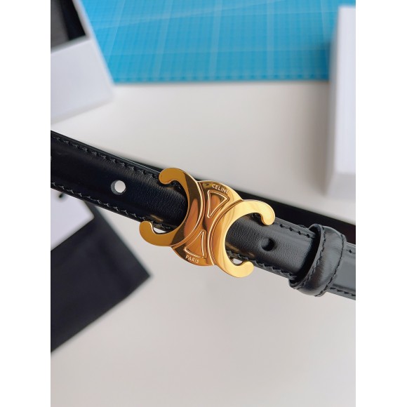 Celine Small Triomphe Belt 18MM in Black Calfskin Celine Small Triomphe Belt 18MM in Black Calfskin