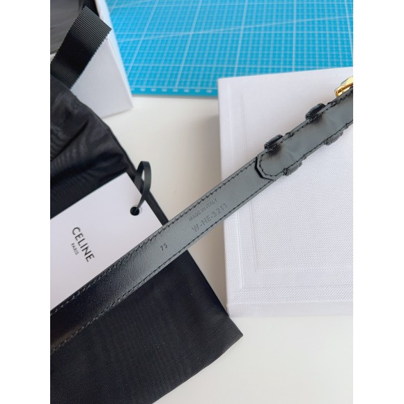 Celine Small Triomphe Belt 18MM in Black Calfskin Celine Small Triomphe Belt 18MM in Black Calfskin