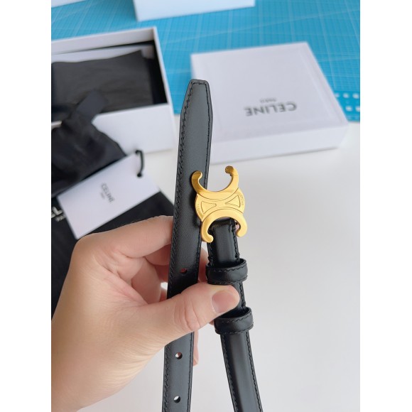 Celine Small Triomphe Belt 18MM in Black Calfskin Celine Small Triomphe Belt 18MM in Black Calfskin