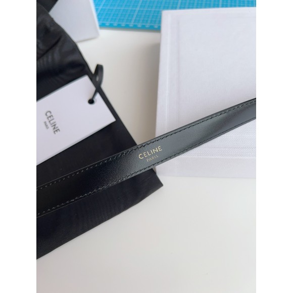 Celine Small Triomphe Belt 18MM in Black Calfskin Celine Small Triomphe Belt 18MM in Black Calfskin