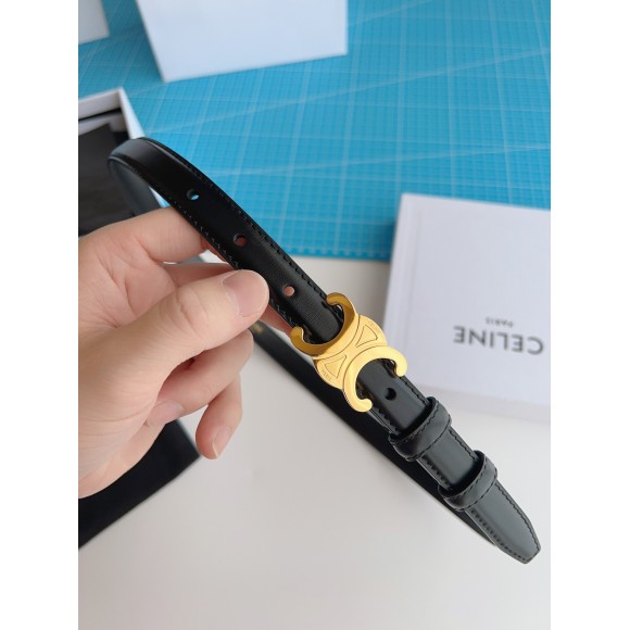 Celine Small Triomphe Belt 18MM in Black Calfskin Celine Small Triomphe Belt 18MM in Black Calfskin