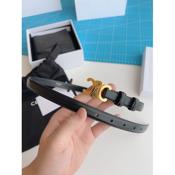 Celine Small Triomphe Belt 18MM in Black Calfskin Celine Small Triomphe Belt 18MM in Black Calfskin