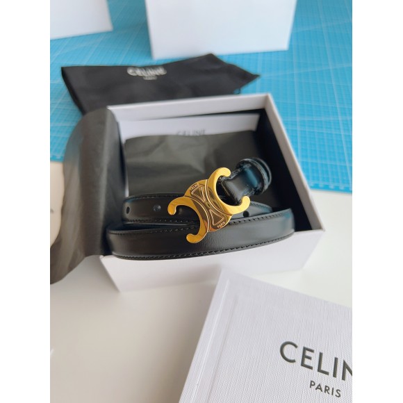 Celine Small Triomphe Belt 18MM in Black Calfskin Celine Small Triomphe Belt 18MM in Black Calfskin