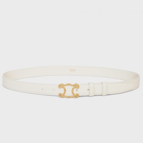 Celine Medium Triomphe Frame Belt 25MM in White Calfskin Celine Medium Triomphe Frame Belt 25MM in White Calfskin