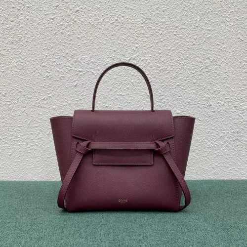 Celine Belt Nano Bag In Bordeaux Grained Calfskin Celine Belt Nano Bag In Bordeaux Grained Calfskin