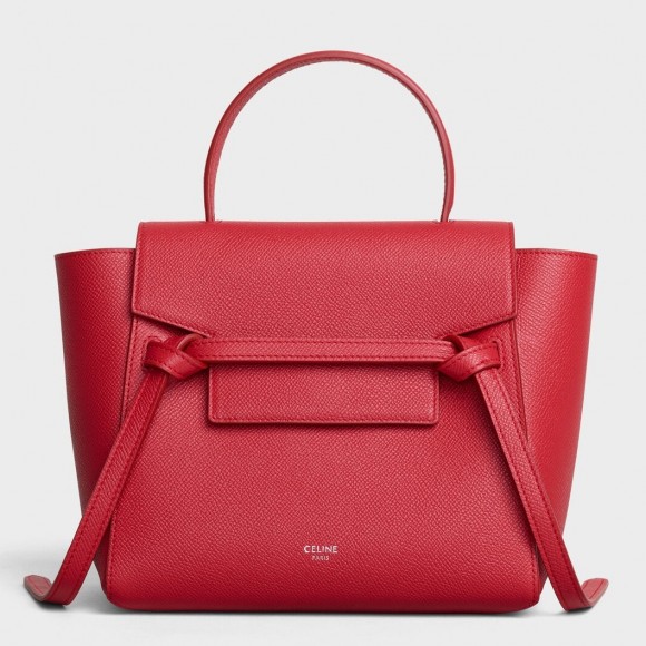 Celine Belt Nano Bag In Red Grained Calfskin Celine Belt Nano Bag In Red Grained Calfskin