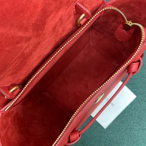 Celine Belt Nano Bag In Red Grained Calfskin Celine Belt Nano Bag In Red Grained Calfskin