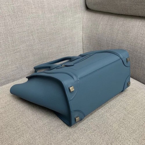Celine Micro Luggage Tote Bag In Slate Blue Drummed Calfskin Celine Micro Luggage Tote Bag In Slate Blue Drummed Calfskin