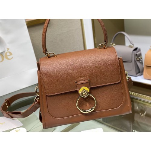 Chloe Small Tess Day Bag In Caramel Grained Leather