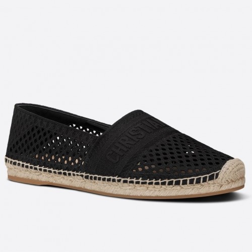 Dior Granville Espadrilles In Black Mesh Embroidery Dior Granville Espadrilles In Black Mesh Embroidery