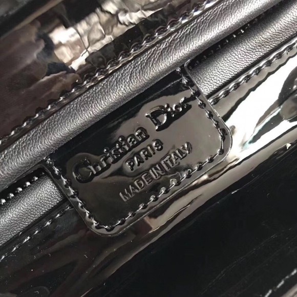 Dior Lady Dior Medium Bag In Black Patent Leather Dior Lady Dior Medium Bag In Black Patent Leather