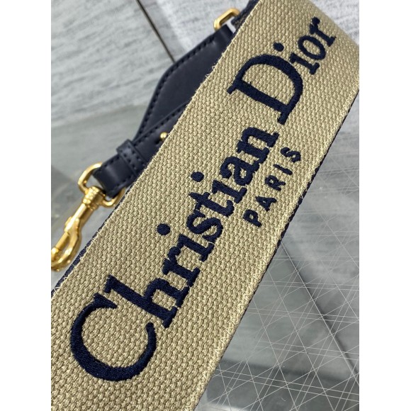 Dior Shoulder Strap with Ring in Blue Embroidery Canvas Dior Shoulder Strap with Ring in Blue Embroidery Canvas