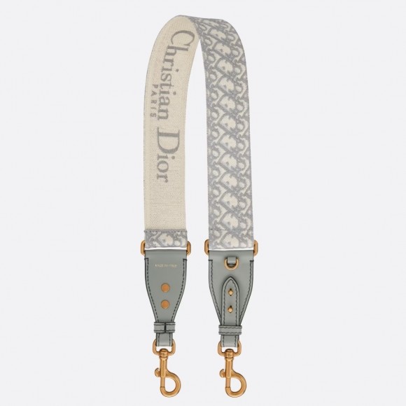 Dior Shoulder Strap with Ring in Gray Oblique Embroidery Dior Shoulder Strap with Ring in Gray Oblique Embroidery