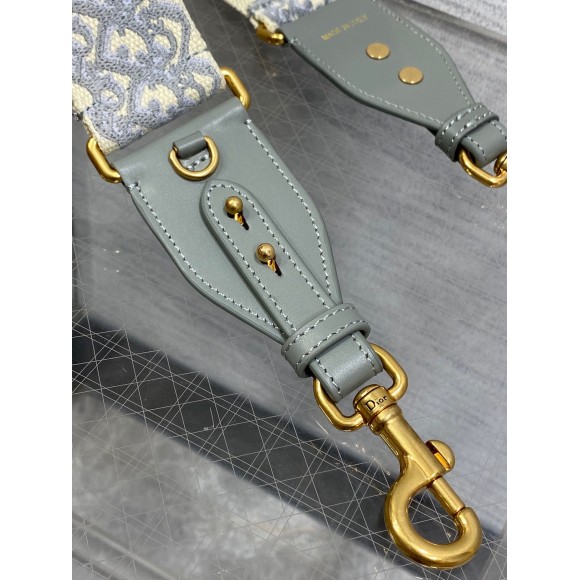 Dior Shoulder Strap with Ring in Gray Oblique Embroidery Dior Shoulder Strap with Ring in Gray Oblique Embroidery