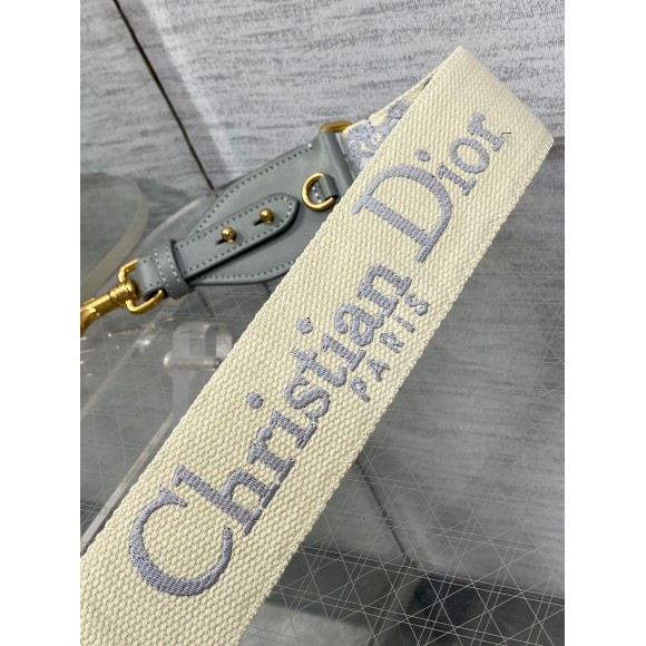 Dior Shoulder Strap with Ring in Gray Oblique Embroidery Dior Shoulder Strap with Ring in Gray Oblique Embroidery