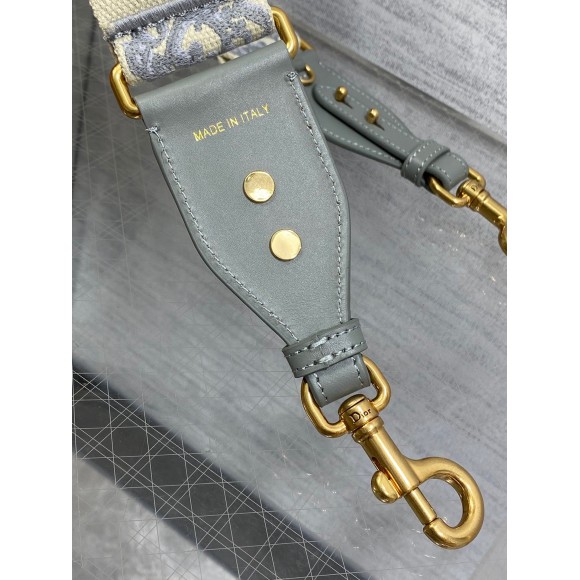 Dior Shoulder Strap with Ring in Gray Oblique Embroidery Dior Shoulder Strap with Ring in Gray Oblique Embroidery