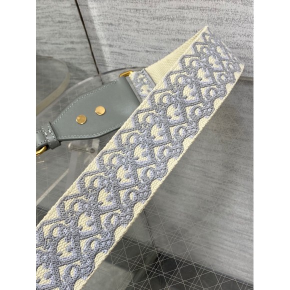 Dior Shoulder Strap with Ring in Gray Oblique Embroidery Dior Shoulder Strap with Ring in Gray Oblique Embroidery