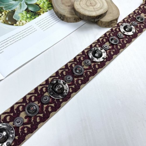 Dior Shoulder Strap in Bordeaux Oblique Embroidery with Medallions Dior Shoulder Strap in Bordeaux Oblique Embroidery with Medallions