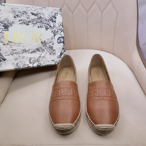 Dior Granville Espadrilles In Brown Embossed Lambskin Dior Granville Espadrilles In Brown Embossed Lambskin