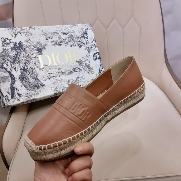 Dior Granville Espadrilles In Brown Embossed Lambskin Dior Granville Espadrilles In Brown Embossed Lambskin