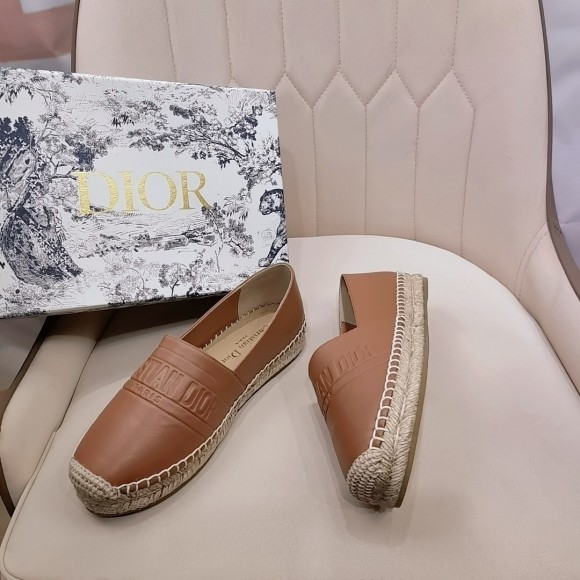 Dior Granville Espadrilles In Brown Embossed Lambskin Dior Granville Espadrilles In Brown Embossed Lambskin