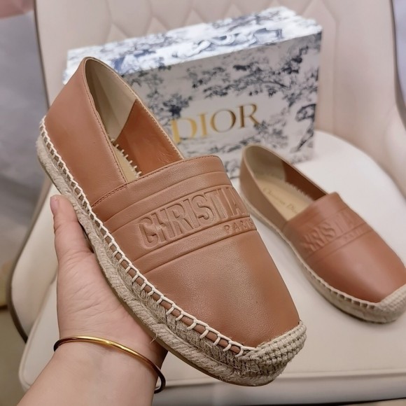 Dior Granville Espadrilles In Brown Embossed Lambskin Dior Granville Espadrilles In Brown Embossed Lambskin