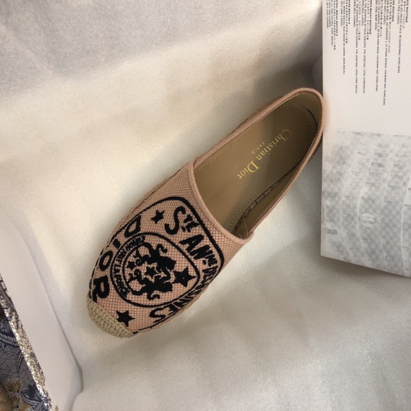 Dior Granville Espadrilles In Beige Jute Canvas with Dior Union Motif Dior Granville Espadrilles In Beige Jute Canvas with Dior Union Motif