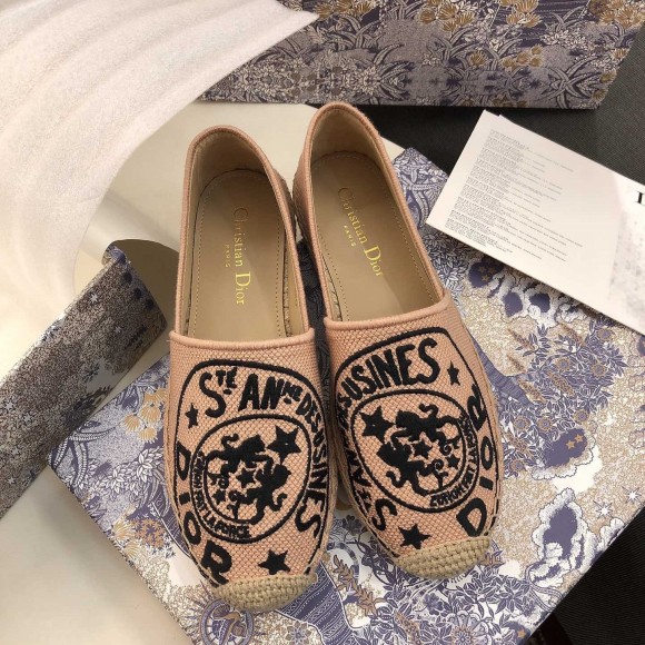 Dior Granville Espadrilles In Beige Jute Canvas with Dior Union Motif Dior Granville Espadrilles In Beige Jute Canvas with Dior Union Motif