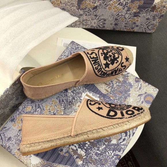 Dior Granville Espadrilles In Beige Jute Canvas with Dior Union Motif Dior Granville Espadrilles In Beige Jute Canvas with Dior Union Motif