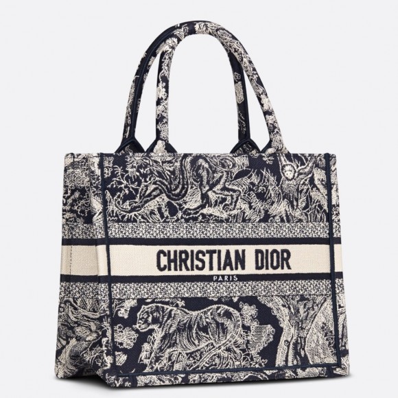 Dior Small Book Tote Bag In Blue Toile de Jouy Reverse Embroidery Dior Small Book Tote Bag In Blue Toile de Jouy Reverse Embroidery