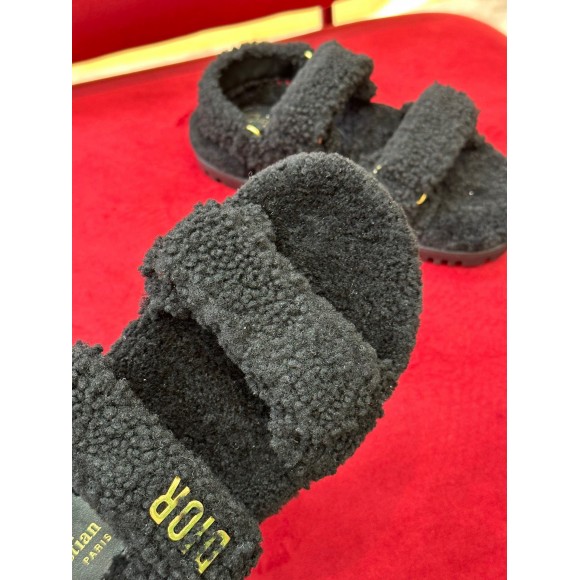 Dior Dioract Sandals In Black Shearling Dior Dioract Sandals In Black Shearling