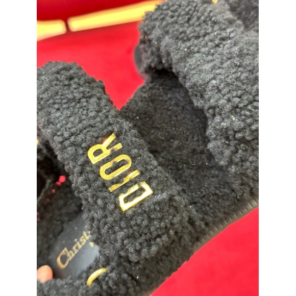 Dior Dioract Sandals In Black Shearling Dior Dioract Sandals In Black Shearling