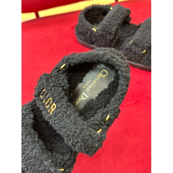 Dior Dioract Sandals In Black Shearling Dior Dioract Sandals In Black Shearling