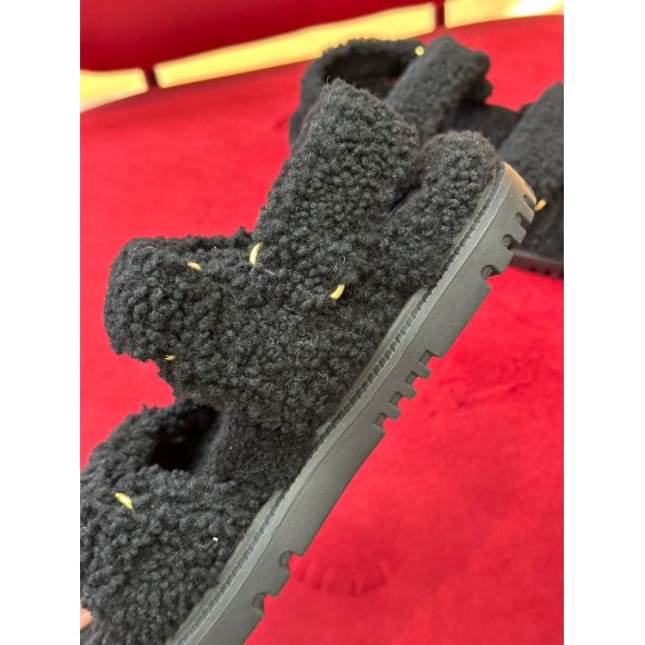 Dior Dioract Sandals In Black Shearling Dior Dioract Sandals In Black Shearling